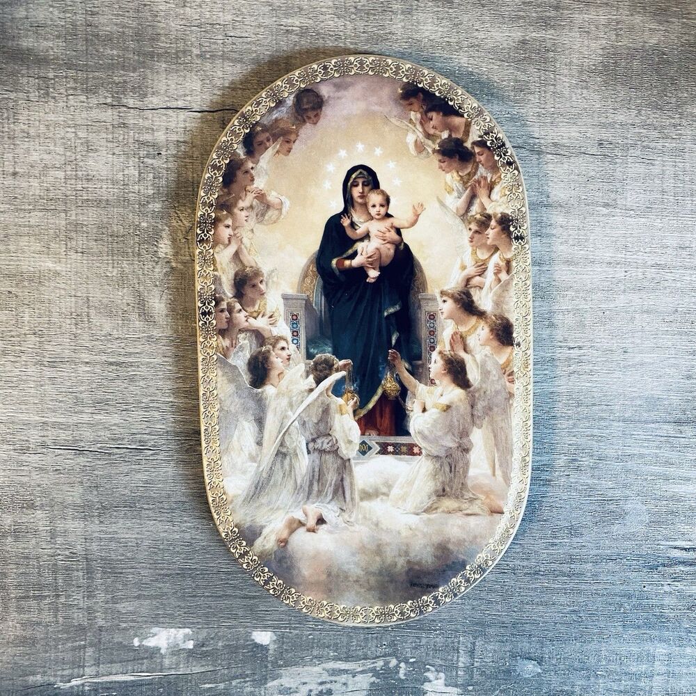 Vintage Bradford Exchange The Virgin With Angels Porcelain Plate 1997